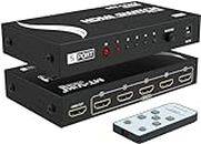 MT-VIKI 4k HDMI Switch 5 in 1 out with IR Remote Control, 5 Port Switcher HDCP Selector Metal Box for Nintendo PS4 PS5 TV Fire Stick Roku