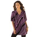 Plus Size Women's Printed Y-Neck Georgette Top by Roaman's in Mauve Orchid Mixed Geo (Size 24 W)