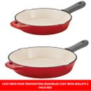 Cast Iron Pans Skillet 2 Pack Red Cooking Pan For Gas Induction Electric Stoves