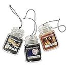 Yankee Candle Car Air Fresheners, Hanging Car Jar® Ultimate 3-Pack, Neutralizes Odors Up To 30 Days, Includes: 1 Leather, 1 Midsummer's Night, and 1 New Car Scent
