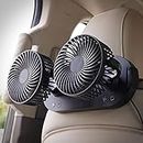 KMMOTORS Car Fan Automobile Vehicle Fan, Powerful Quiet 3 Speed Oscillation Twin Head Electric Car Fans with Comfortable USB Plug for Car/Vehicle