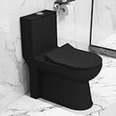 Plantex Platinium Ceramic Rimless One Piece Western Toilet/Commode for Toilet/Commode With Soft Close Toilet Seat - S Trap Outlet (Black)