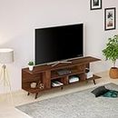 BLUEWUD Anatdol Engineering Wood Floor Standing TV Entertainment Unit Set Top Box Stand/TV Cabinet with Shelves for Books & Décor Display Unit, Upto 60 Inches (Brown Maple)