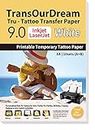 TransOurDream Printable Temporary Tattoo Transfer Paper for Inkjet & Laser Printers (A+B per Set, 10 Sets, A4) White Background DIY Personalized Temporary Tattoos for Skin, Thigh Tattoo (TA9-10)