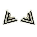 FURE Golden Metal Triangular Black Enamel Collar Pins with Rhinestones for Men and Women