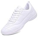kkdom Adult & Youth White Cheerleading Shoes Athletic Dance Sport Training Shoes Competition Tennis Sneakers Cheer Shoes, White(women), 9
