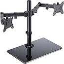 ErGear Dual Monitor Stand for 13”- 32” Screen, Freestanding Dual Monitor Arm Desk Mount with Sturdy Base, Adjustable Double Monitor Stand Hold 8KG/Arm