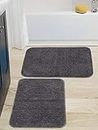 Saral Home Easy Living Microfiber Anti-Skid Bath Mat Pack of 2 (Grey, 35X50 CM, Rectangular)
