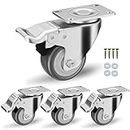 Caster Wheels, 2 inch Casters, Casters Set of 4 Heavy Duty - CLOATFET Locking Casters, Swivel Casters with Brake (Top Plate), Non Marking Grey TPR Rubber Castor Wheels for Cart Furniture Workbench