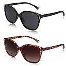 FANTESI 2 Pairs Cat Eye Sunglasses for Women, Ladies Polarized UV400 Protection Sunglasses Eyewear