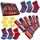 Disney Stitch Christmas Crackers Set of 6 with Socks Inside One Size Crew Socks Minnie Mouse Women Teenagers Kids Gifts (Red Spiderman)