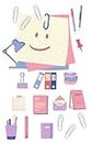 Notebook Paper clips, pens, stickers, office supplies: Notebook for girls, Office Home, 5,5 inches x 8,5 inches A5, 50 Pages