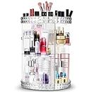 Makeup Organizer 360-Degree Rotating Cosmetic Storage Box, Organizador De Maquillaje, Cosmetics Display Case, Fits Jewelry, Brushes, Perfume, Lipsticks and More,Acrylic Clear A