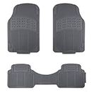 Amazon Basics Universal PVC Faux Rubber Car Floor Mats, All Weather Protection, Waterproof Flexible Trim To Fit for 95% Automotive SUV Sedans Trucks, Charcoal Pure Grey Solid Gray