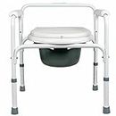 Entros Height Adjustable Bedside Commode Chair with Removable Pot Bucket | Powder Coated Portable Commode Chair & Toilet Seat Riser | Chair for Old People, Knee Patients & Pregnant Women (810)