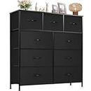 Sweetcrispy Dresser with 9 Drawers, Storage Unit Organizer Chest for Clothes, Tall Dressers & Chests of Drawers for Bedroom, Hallway, Living Room, Closet, & Dorm Furniture - Steel Frame, Wood Top
