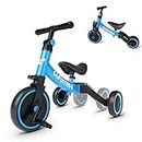 besrey Triciclos para Niños, 5 en 1 Una Bici Multifunción, Adecuado para niños de 1-4 años,Triciclo,Bicicleta,Carro de Equilibrio,Caminante, Altura del Asiento Regulable, Azul