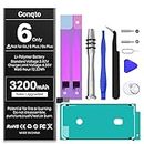 [3200mAh] Battery for iPhone 6, (2023 New Version) Conqto New Upgraded High Capacity 0 Cycle Replacement Battery for iPhone 6 A1586,A1589,A1549 with Full Set Repair Tool Kit, Adhesive & Instructions