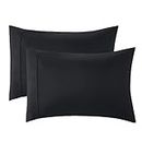 Bedsure Black Pillow Case King Size of 2 Pack - 20x40 Inches Polyester Microfiber Bed Pillow Cover with Envelope