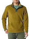 Amazon Essentials Men's Snap-Front Pullover Polar Fleece Jacket, Dark Olive Heather, X-Large