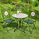 Bistro Tischset braun beige Mosaik 2 Stühle Outdoormöbel Gartenmöbel
