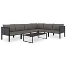 loungesets - vidaXL 7 Piece Patio Lounge Set with Cushions Poly Rattan Anthracite - N/A - Antraciet