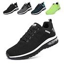 GoodValue Mens Running Shoes Tennis Lightweight Air Cushion Sports Shoes Fashion Athletic Breathable Mesh Upper Walking Sneakers Casual for Gym Black