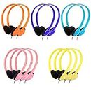 12 Packs Kids Headphones Bulk for School Student Wired Classroom Headsets On Ear Earphones in Individual Bags and 5 Bright Colors