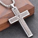 Kreuz-Anhänger Halskette für Männer Jungen Edelstahl Vaterunser Bibelkette