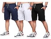 OGREA Men's Cotton Shorts | Shorts for Mens | Mens Shorts (Pack of 3) (X-Large, Black, Navy & Grey)
