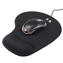 New Horrizon - Mouse Mat BLACK ANTI-SLIP COMFORT MOUSE PAD MAT WITH GEL FOAM REST WRIST SUPPORT FOR PC LAPTOP - Compatible with Laser and Optical Mice