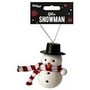 Glittered Snowman Christmas Tree Decoration 8cm X 6cm Indoor, Woollen Scarf Hat Attached Hanging String Lighted Snowman Figurines Outdoor Glowing Christmas Party Decorations