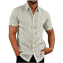 Todays Daily Deals of The Day Prime Today Only Lightening Deals for MenMens Casual Cotton Linen Shirt Short Sleeve Button Up Shirts Summer Beach TopBest Deals On Amazon Today Prime Clearance for Men