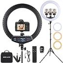 21 inch LED Ring Light with Tripod Stand, Video Ring Light for Selfie Photography Vlog Recording Conference Meeting Studio Portrait YouTube TikTok Makeup with Carrying Bag and Remote Control, CRI>97