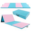 4-Panel Folding PU Leather Gymnastics Mat with Hook & Loop Fasteners for Yoga