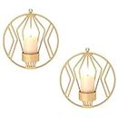 Sziqiqi Set of 2 wall candle holders for living room, wall sconces for pillar candles or tea light, Metal metal candelabra for Living Room Bedroom, for Wedding Bedroom Decor, Gold
