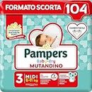Pampers Baby Dry Mutandino Midi, 104 Pannolini, Taglia 3 (6-11 Kg)