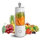 Portable Blender, USB Rechargeable Juicer Cup, 300mL Waterproof Fruit Mixing Machine Baby Travel Home Office Sports Outdoors (White)