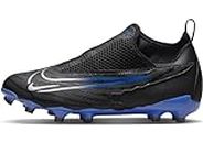 Nike Phantom GX Academy Football Shoe, Black/Chrome-Hyper Royal, 5 UK