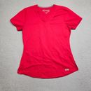 Greys Anatomy Scrub Shirt Womens Small Red Short Sleeve Top Medical Nursing