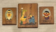 Placa de pared arte de madera pintada a mano de madera arte de madera de Sesame Street Big Bird Bert Ernie
