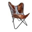 SAINTSTAG Vintage Leather Antique Butterfly Chair for Relaxing || Leather Butterfly Chair || Folding Chair for Home Décor || Leather Recliner Chairs for Living Room (Cover with Black Leg)