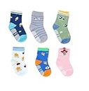 Girls Clubs Non Slip Kids Socks Anti Skid Socks, Crawling Socks with Grip for Babies and Toddlers (Assorted/Random Prints, Pack of 6)