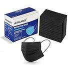 ASGARD Nonwoven Fabric Disposable Multilayer Protective Mask (Black, Pack of 100) for Unisex