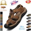 Men's Leather Sandals Closed Toe Beach Nonslip Summer Outdoor Sport Hiking Shoes