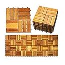 Interlocking Acacia Wood Deck Tiles,Box of 10, 30.5 x 30.5 cm,Waterproof All Weather Flooring,Patio Tiles,Dance Floor Tiles,Balcony Floor,Naturesort Deck Tiles,12 slats (Natural)
