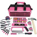 201-Piece Household Tool Kit In A Bag Home Repair DIY Fix-up Hand Tools Set Pink