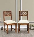 RSFURNITURE Solid Sheesham Wood Set of 4 Dining Chairs Only | Wooden Four Seater Dinning Chair with Cushion for Kitchen & Dining Room | Rosewood, Rustic Teak Finish (4 Seats)