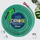 DRIOSE - 10 Metres Braided Hose Pipe with Nozzle Sprayer, Tap Adapter and 3 Clamps for Watering Home Garden, Car Washing, Floor Cleaning & Pet Bathing (1/2 Inch, Green)