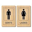 Vprint Quality Wooden Printed Restroom Signboard Self Adhesive Gents and Ladies Toilet or Restroom Signage Board a Combo, 6x4-inch (Wooden)